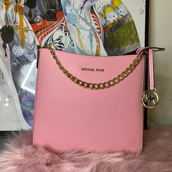 Pink Michael Kors Crossbody Purse with chain - Picture 1 of 7